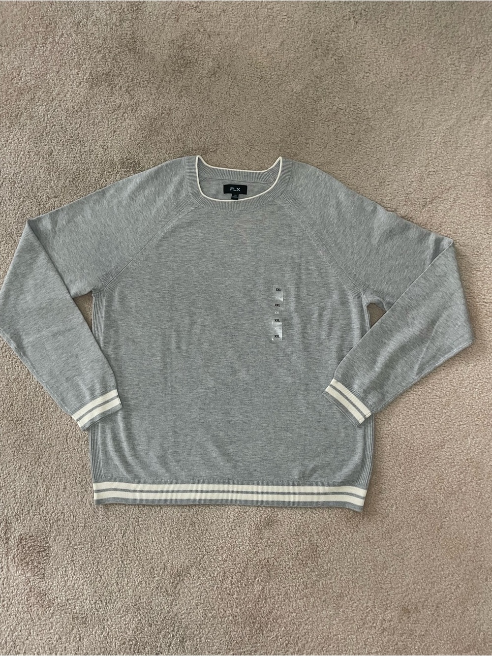 NWT Kohl’s FLX Premium Retro Sport Crewneck Sweater Gray Men’s XXL